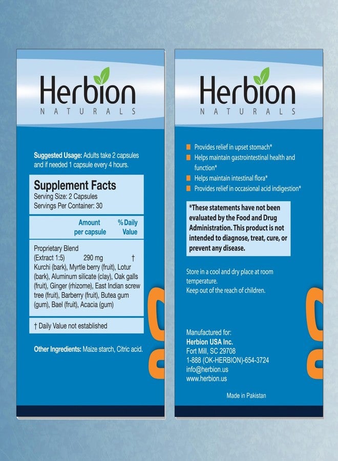 HERBION Naturals Gastro-intestinal Support Herbal Blend for Upset Stomach Relief, Gastrointestinal Health and Function, Occasional Acid Indigestion, Healthy Intestinal Flora, 60 Count, Pack of 1 - Image 2